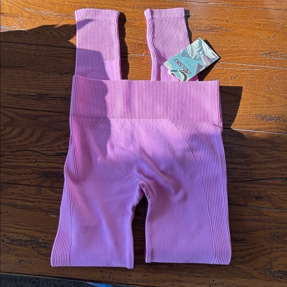 Zara Ski Collection Seamless Leggings NWT Girls Pink Ribbed Size 12 - 14 Large